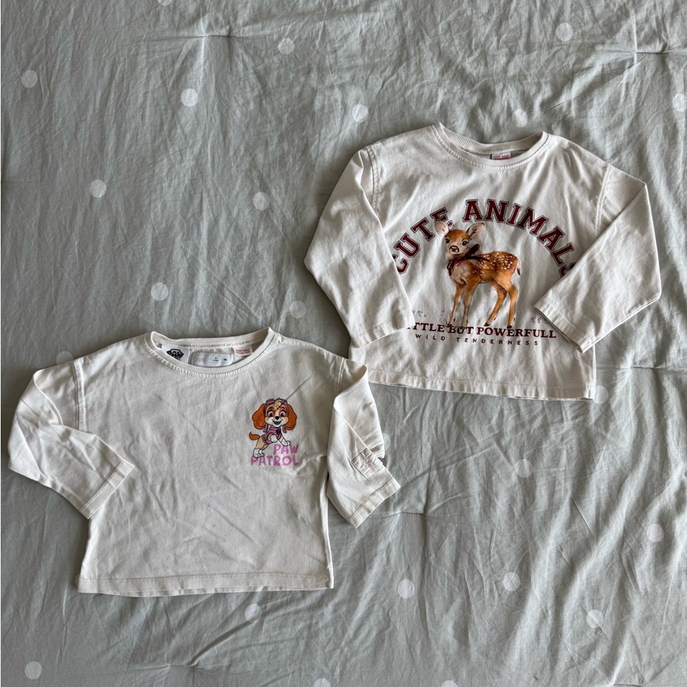 Clearance Zara Girls “PawPatrol Sky”&“Reindeer”Long Sleeve Shirt Bundle2 Size 3Y